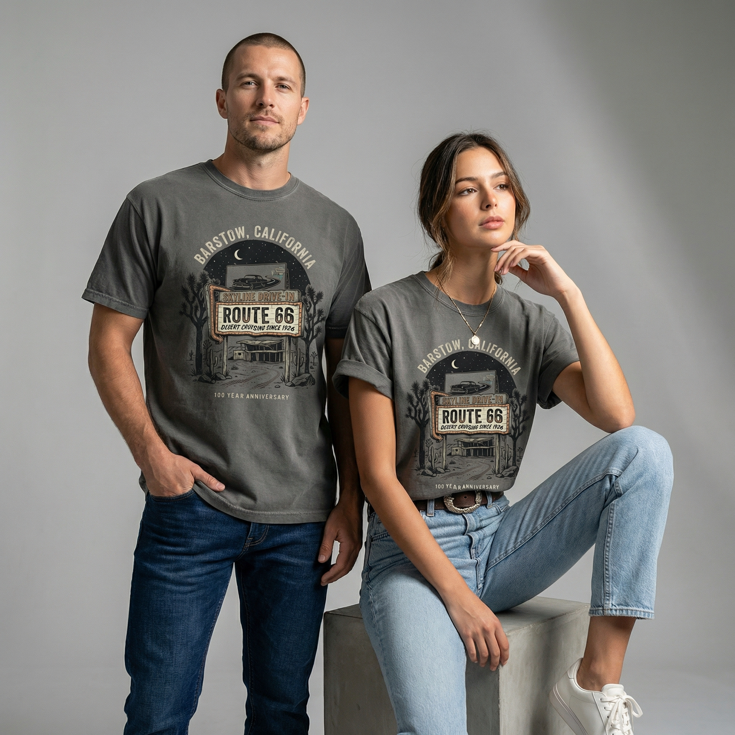 Barstow Route 66 Vintage Tee – Skyline Drive-In Desert Graphic Shirt