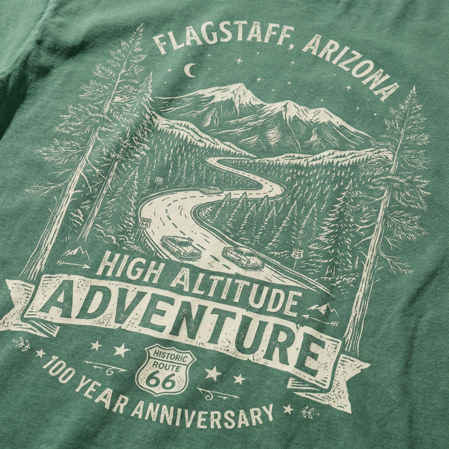 Flagstaff Route 66 Adventure Tee – High Altitude Mountain Graphic Shirt