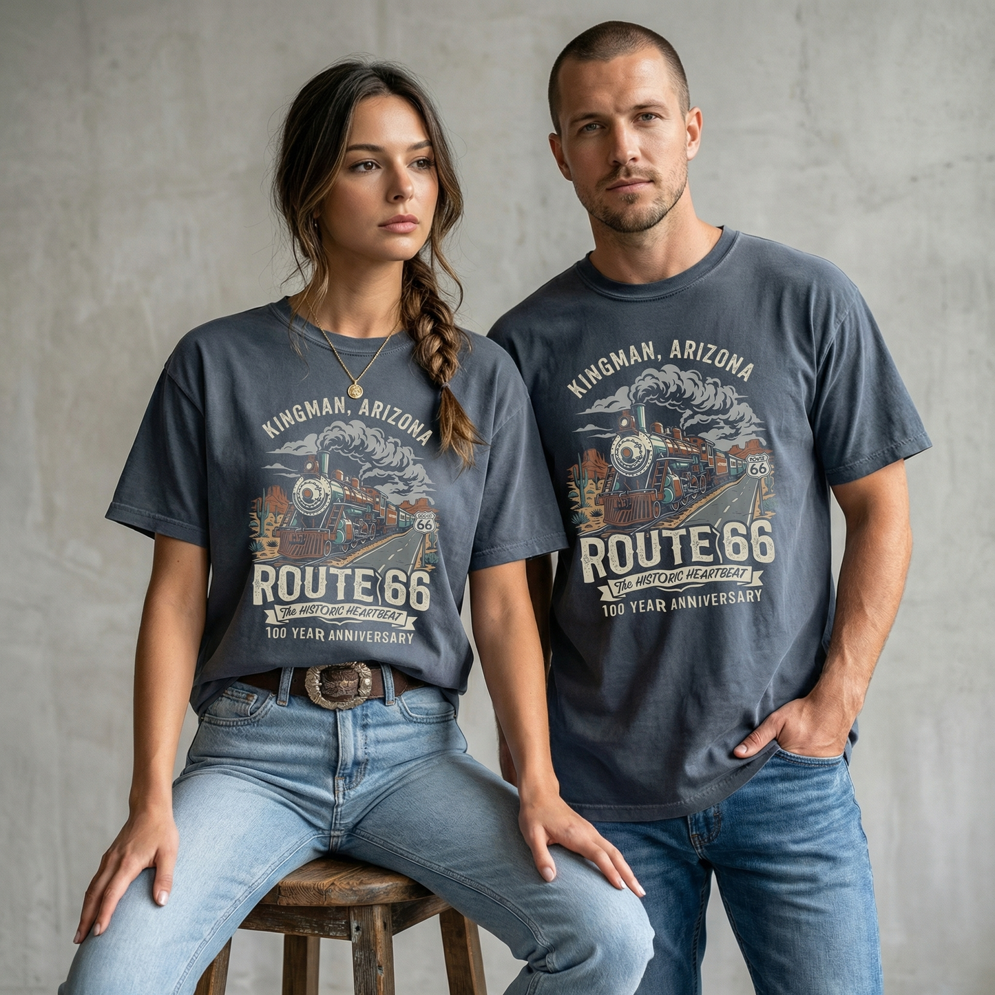 Kingman Arizona Route 66 Train Graphic Tee Vintage Travel Shirt