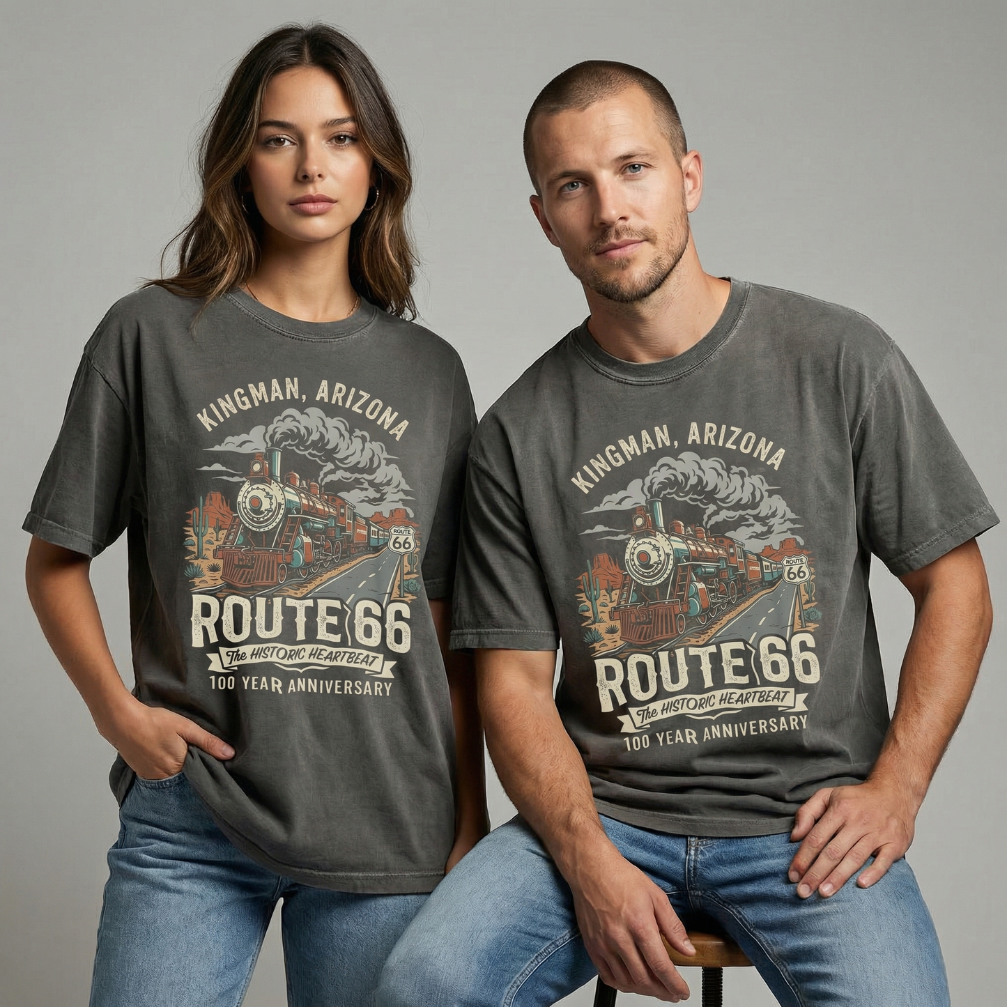 Kingman Arizona Route 66 Train Graphic Tee Vintage Travel Shirt