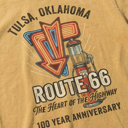 Tulsa Oklahoma Route 66 Neon Graphic Tee Vintage Travel Shirt