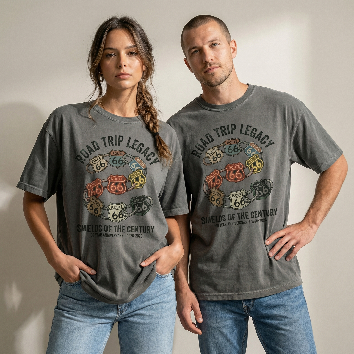 Route 66 Shield Collage Vintage Graphic Tee