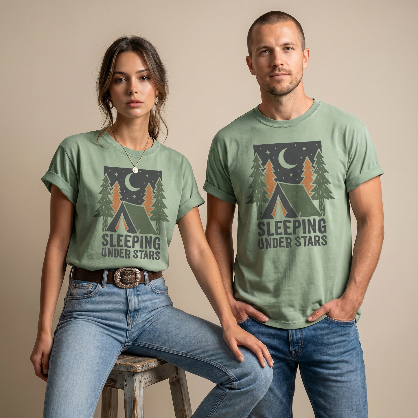 Sleeping Under Stars Camping Graphic Tee