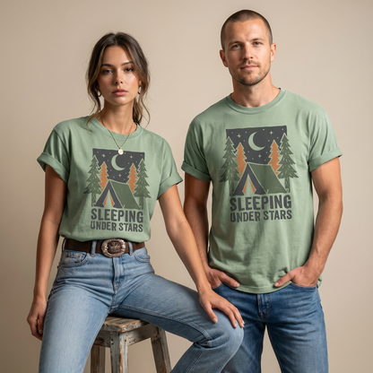 Sleeping Under Stars Camping Graphic Tee
