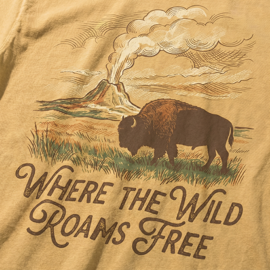 Where the Wild Roams Free Bison Tee – Yellowstone Graphic Shirt, Western Nature T-Shirt