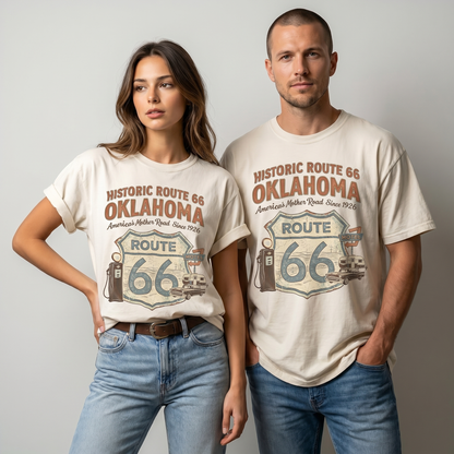 Historic Route 66 Oklahoma Tee - Vintage Mother Road Road Trip Graphic Shirt