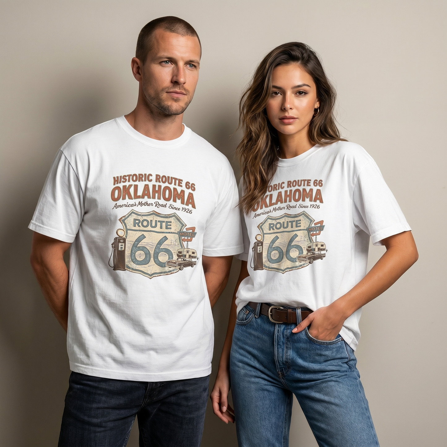 Historic Route 66 Oklahoma Tee - Vintage Mother Road Road Trip Graphic Shirt