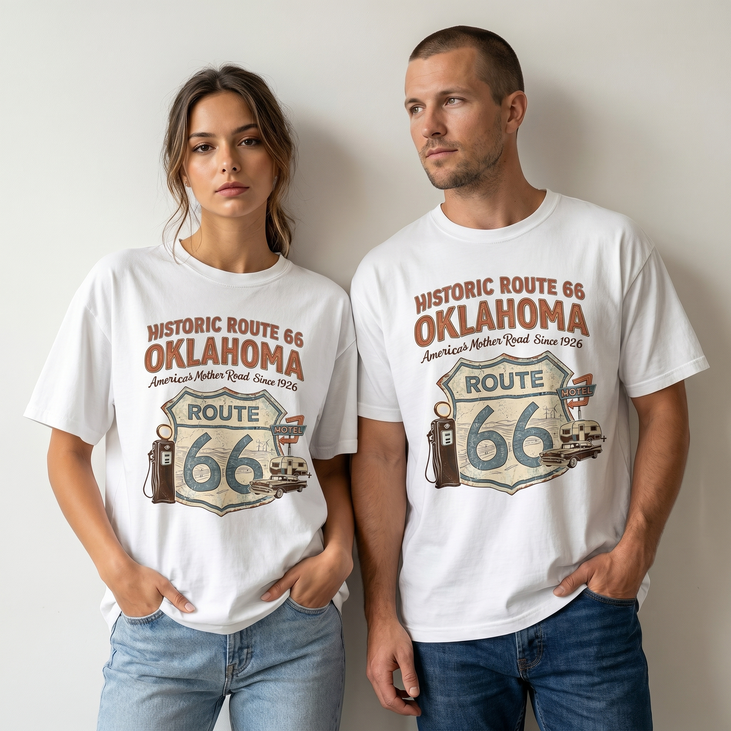 Historic Route 66 Oklahoma Tee - Vintage Mother Road Road Trip Graphic Shirt