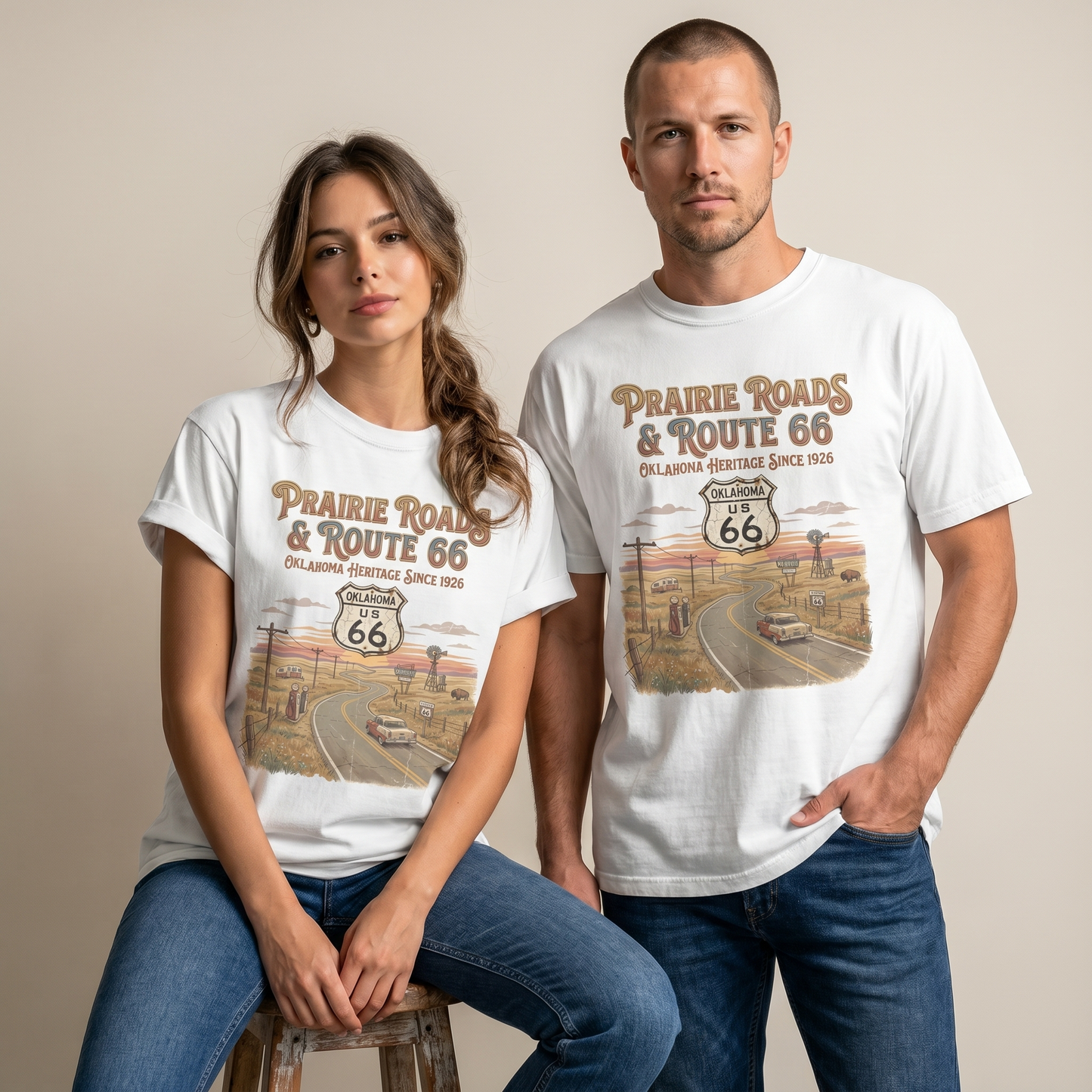 Prairie Roads Route 66 Oklahoma Tee