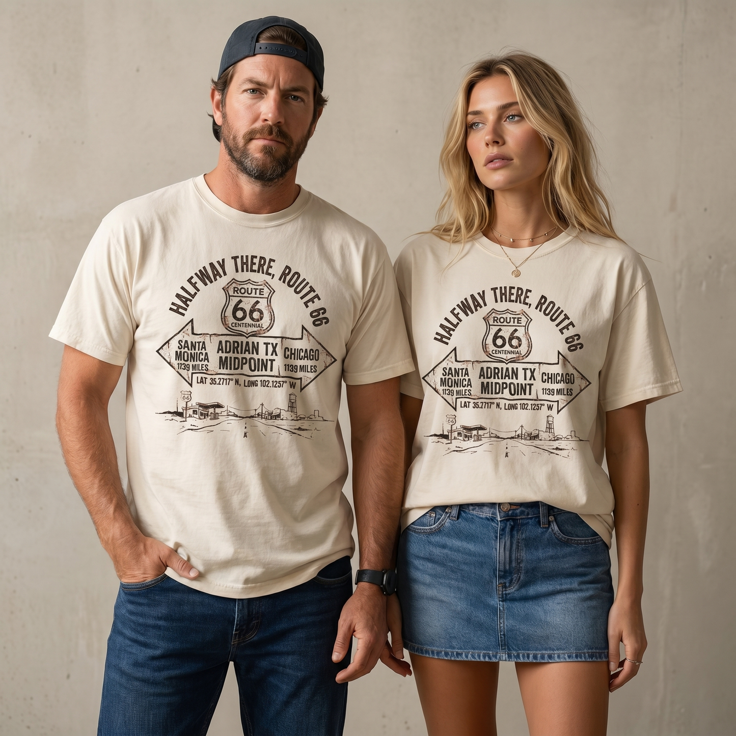 Route 66 Midpoint Adrian Texas Comfort Colors Graphic Tee