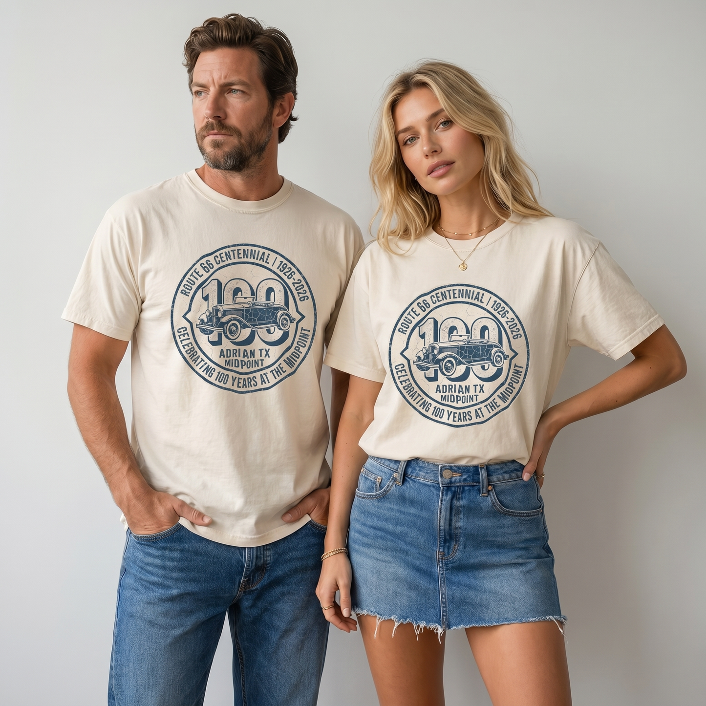 Route 66 Centennial 100 Years Comfort Colors Graphic Tee Adrian Texas Midpoint