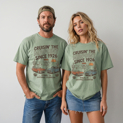 Route 66 Cruisin The Midpoint Shirt Adrian TX Vintage Cars Road Trip Graphic Tee
