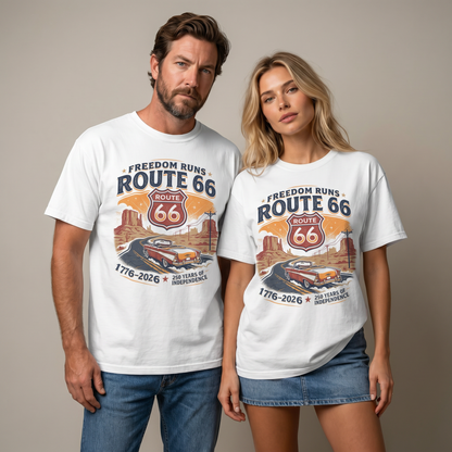 Freedom Runs Route 66 America 250 Graphic Tee