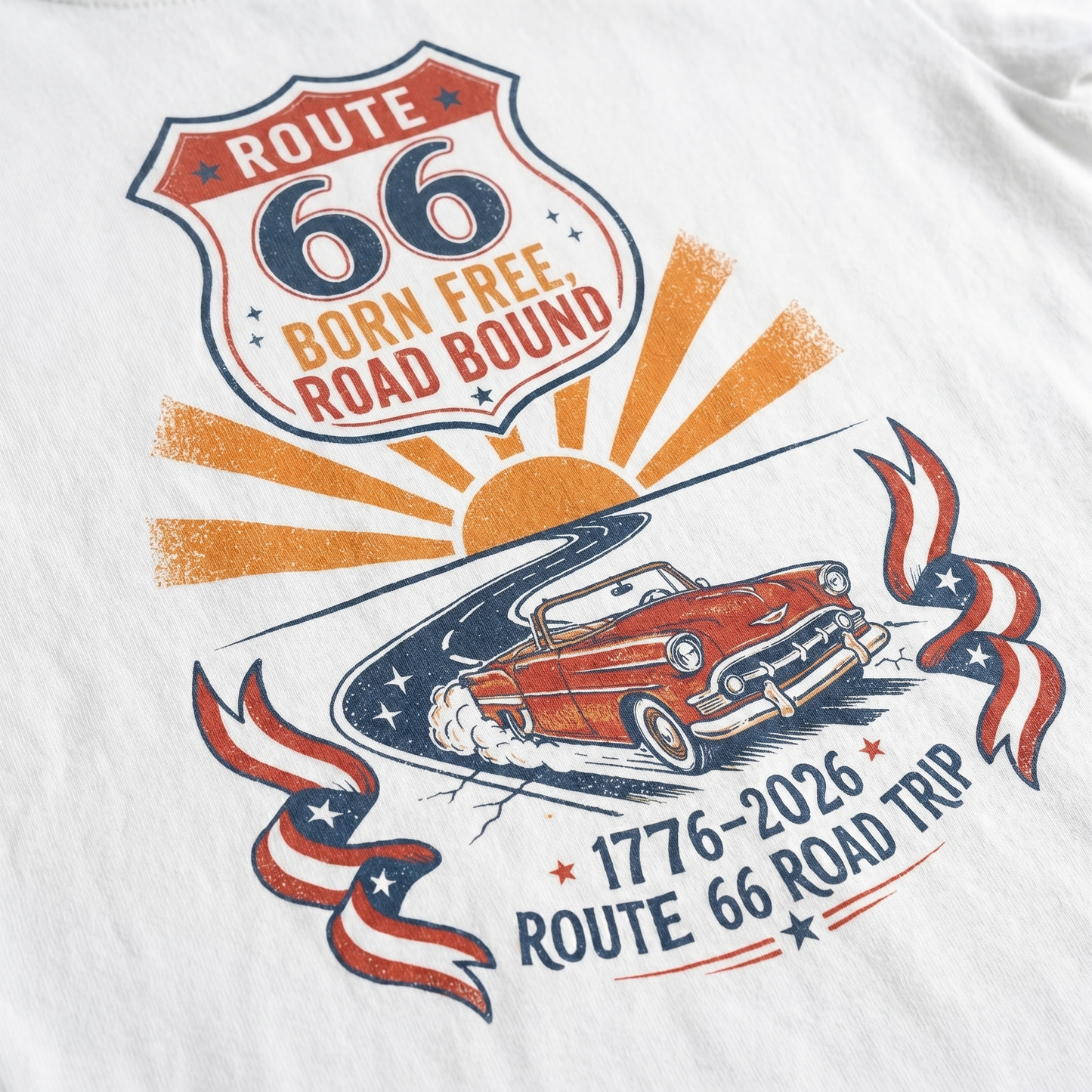 Route 66 Born Free Road Bound Shirt – America 250 Road Trip Graphic Tee