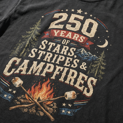 250 Years Stars Stripes and Campfires Graphic Tee