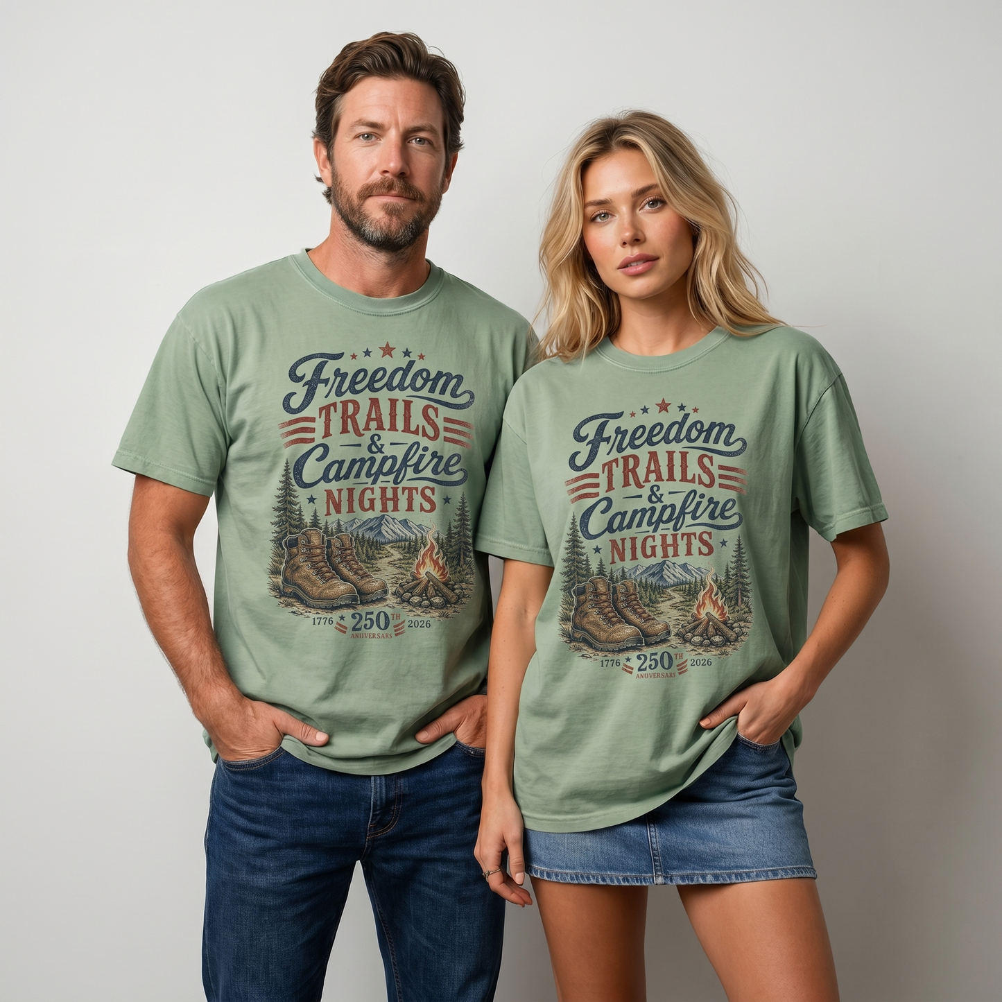 Freedom Trails Campfire Nights America 250 Camping Graphic Tee