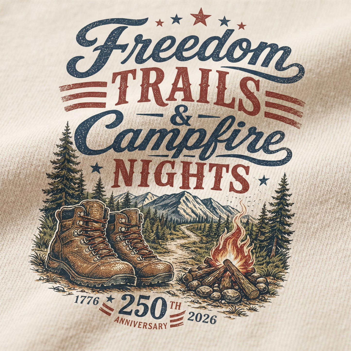 Freedom Trails Campfire Nights America 250 Camping Graphic Tee