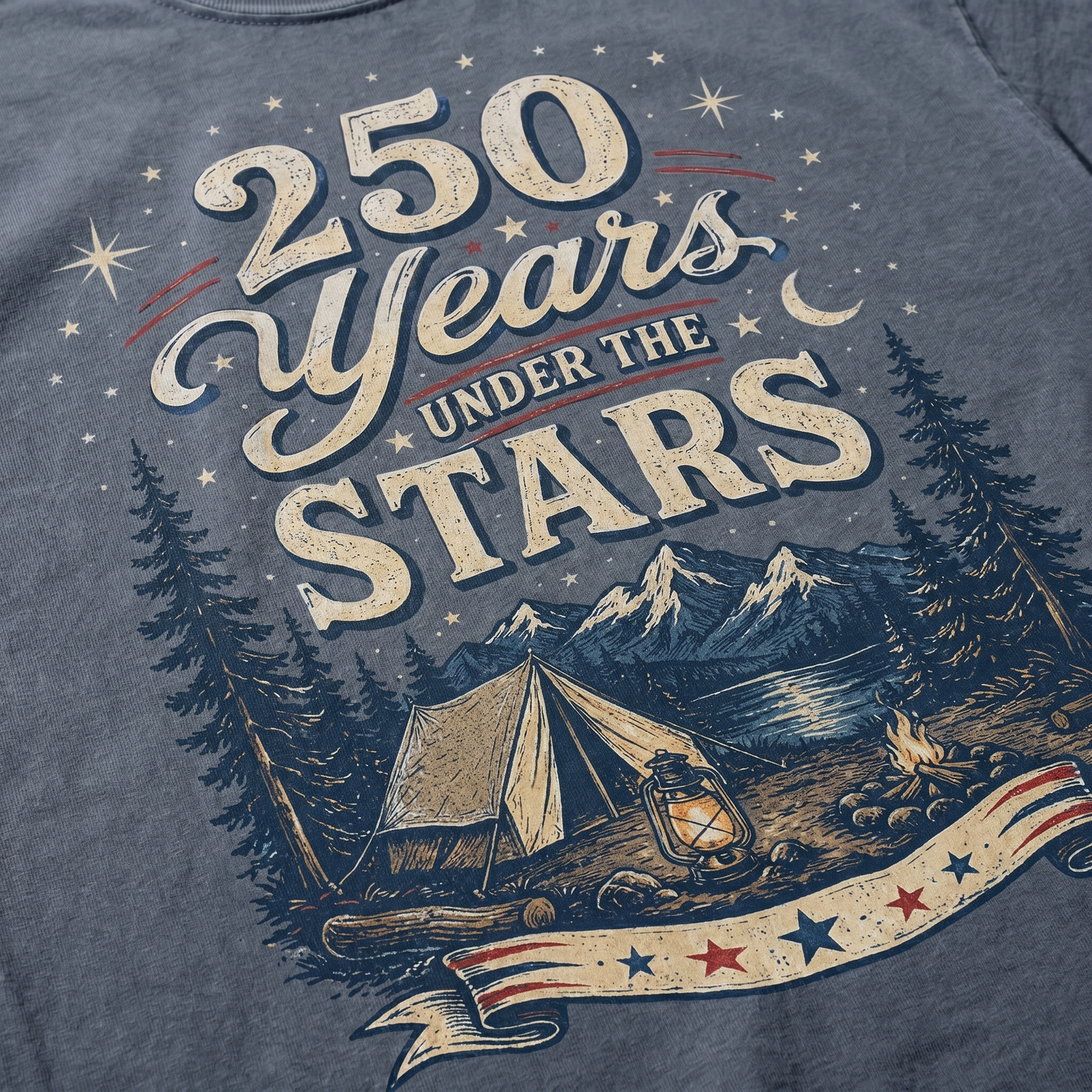 250 Years Under the Stars America 250 Camping Graphic Tee