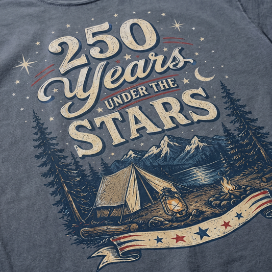 250 Years Under the Stars America 250 Camping Graphic Tee
