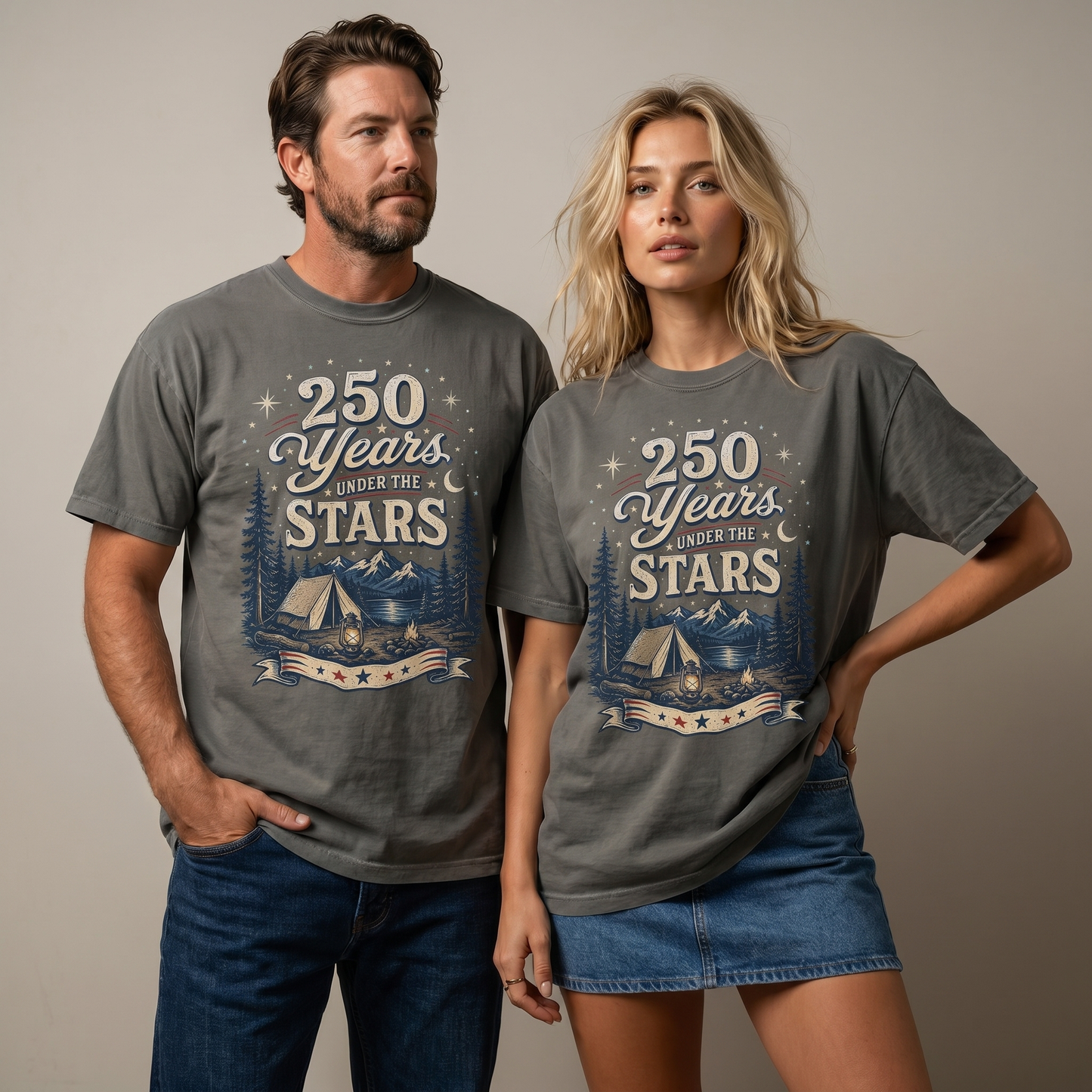 250 Years Under the Stars America 250 Camping Graphic Tee