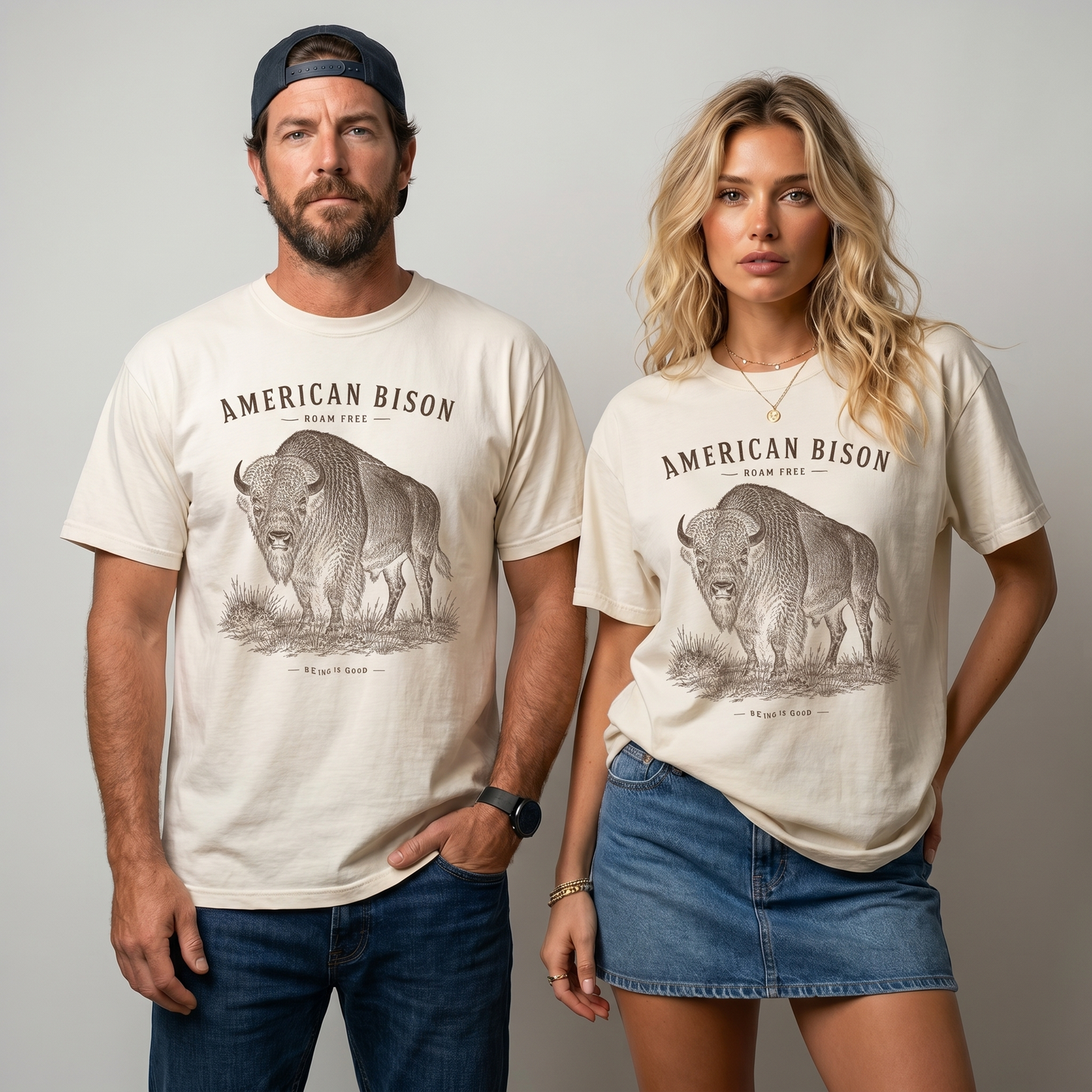 American Bison Roam Free Graphic Tee – Vintage Wildlife T-Shirt
