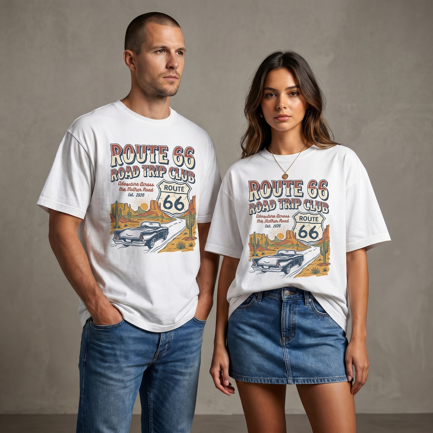 Route 66 Road Trip Club Tee - Vintage Mother Road Graphic Shirt