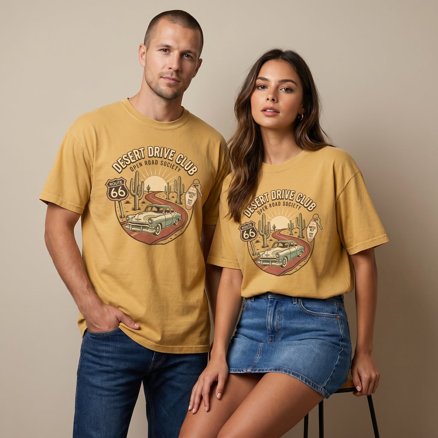 Desert Drive Club Route 66 Graphic Tee Vintage Road Trip Shirt