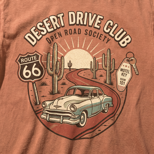 Desert Drive Club Route 66 Graphic Tee Vintage Road Trip Shirt