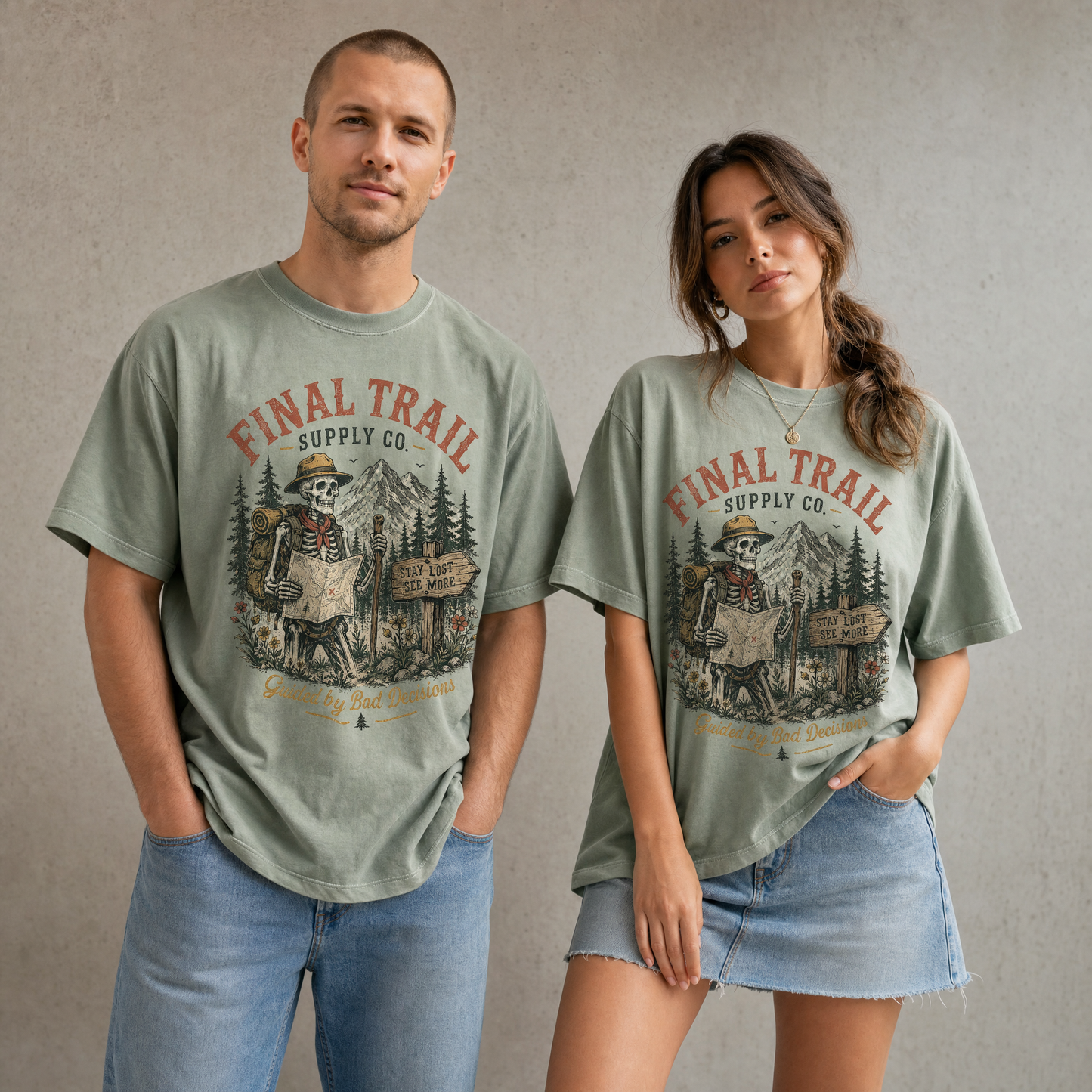Skeleton Trail Guide Graphic Tee | Vintage Outdoor Hiking Shirt