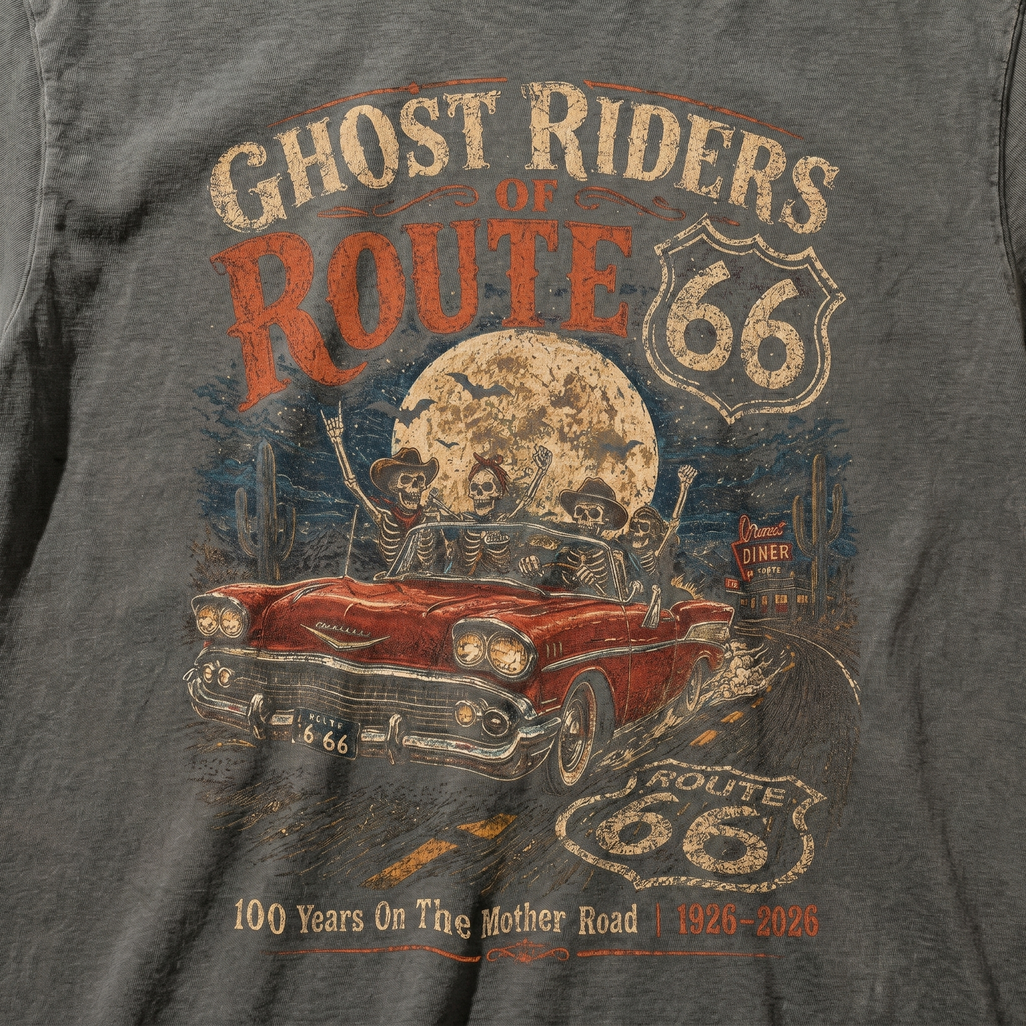 Ghost Riders of Route 66 Graphic Tee | Halloween Road Trip Shirt
