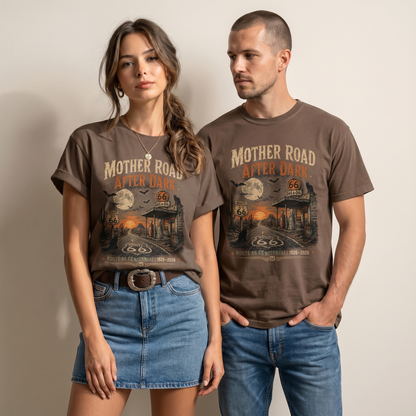 Mother Road After Dark Route 66 Graphic Tee | Halloween Road Trip Shirt