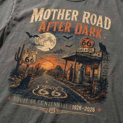 Mother Road After Dark Route 66 Graphic Tee | Halloween Road Trip Shirt