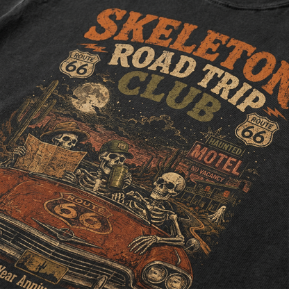 Skeleton Road Trip Club Route 66 Graphic Tee
