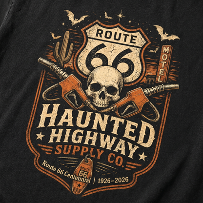 Haunted Highway Route 66 Graphic Tee | Halloween Road Trip Shirt