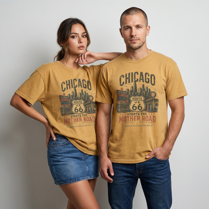 Chicago Starts the Mother Road Route 66 Graphic Tee | Centennial Road Trip Shirt