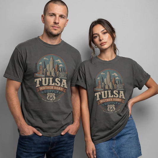 Tulsa Mother Road Supply Route 66 Graphic Tee | Vintage Oklahoma Travel Shirt