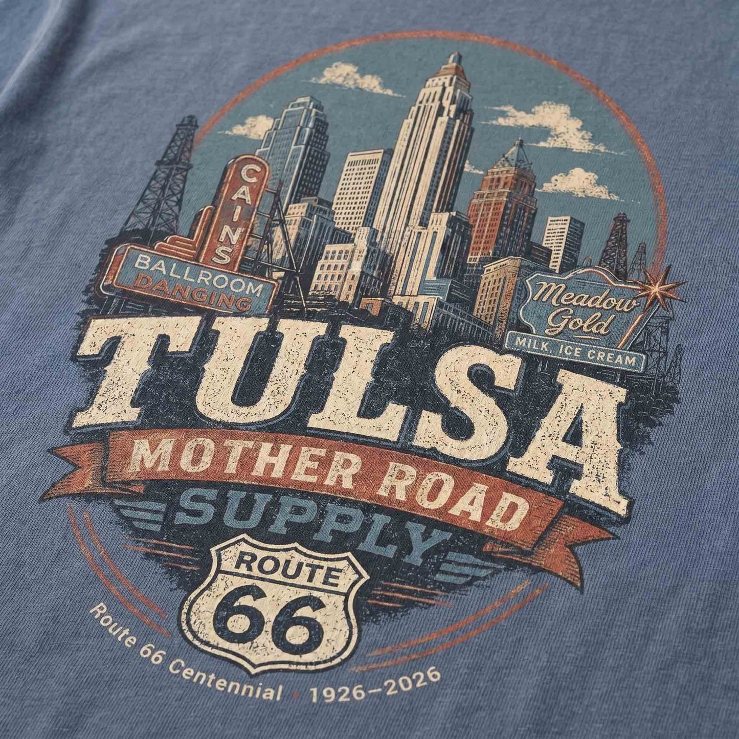 Tulsa Mother Road Supply Route 66 Graphic Tee | Vintage Oklahoma Travel Shirt