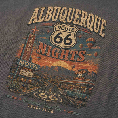 Albuquerque Route 66 Nights Graphic Tee | Vintage New Mexico Road Trip Shirt