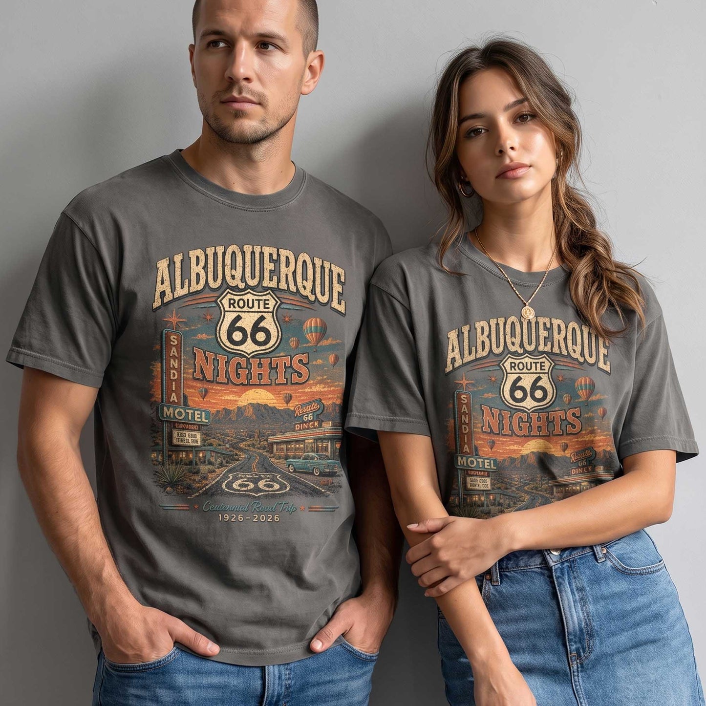 Albuquerque Route 66 Nights Graphic Tee | Vintage New Mexico Road Trip Shirt