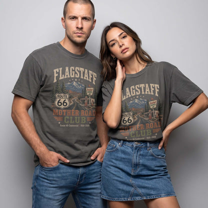 Flagstaff Mother Road Club Route 66 Graphic Tee | Vintage Arizona Road Trip Shirt