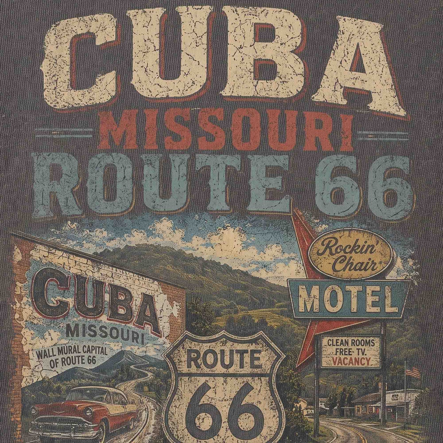 Cuba Missouri Route 66 Graphic Tee | Vintage Mother Road Travel Shirt