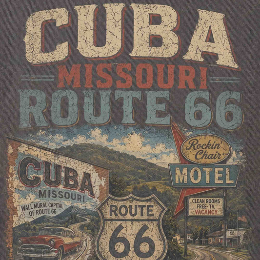 Cuba Missouri Route 66 Graphic Tee | Vintage Mother Road Travel Shirt