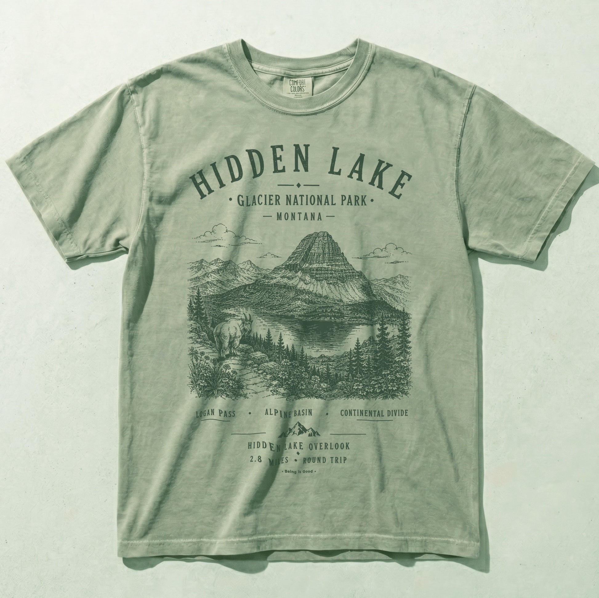Hidden Lake Glacier National Park graphic T-shirt in Bay