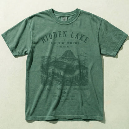 Hidden Lake Glacier National Park graphic T-shirt in Light Green