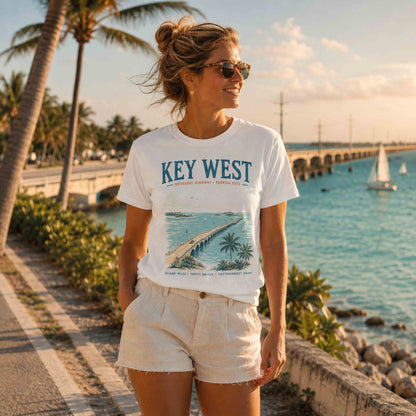 Women's Key West Florida Keys White graphic tee lifestyle photo