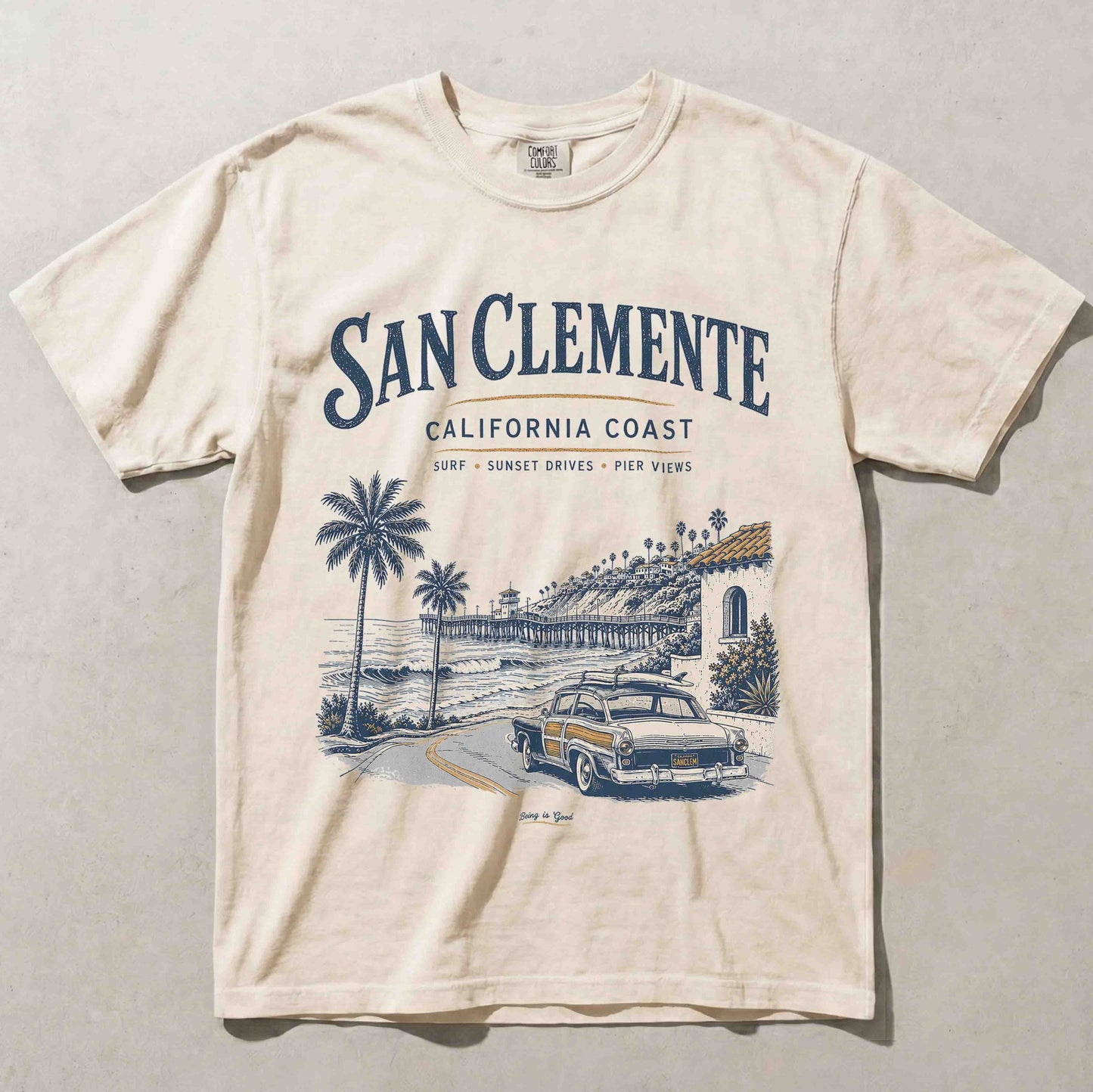San Clemente California Coast graphic t-shirt in Ivory