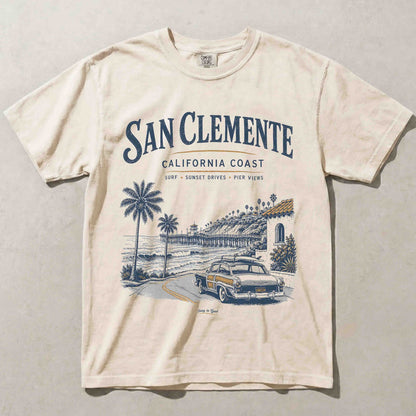 San Clemente California Coast graphic t-shirt in Ivory