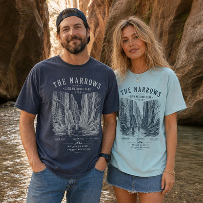 The Narrows Zion National Park t-shirts in Chambray and Navy