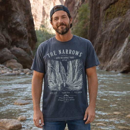 The Narrows Zion National Park Navy t-shirt